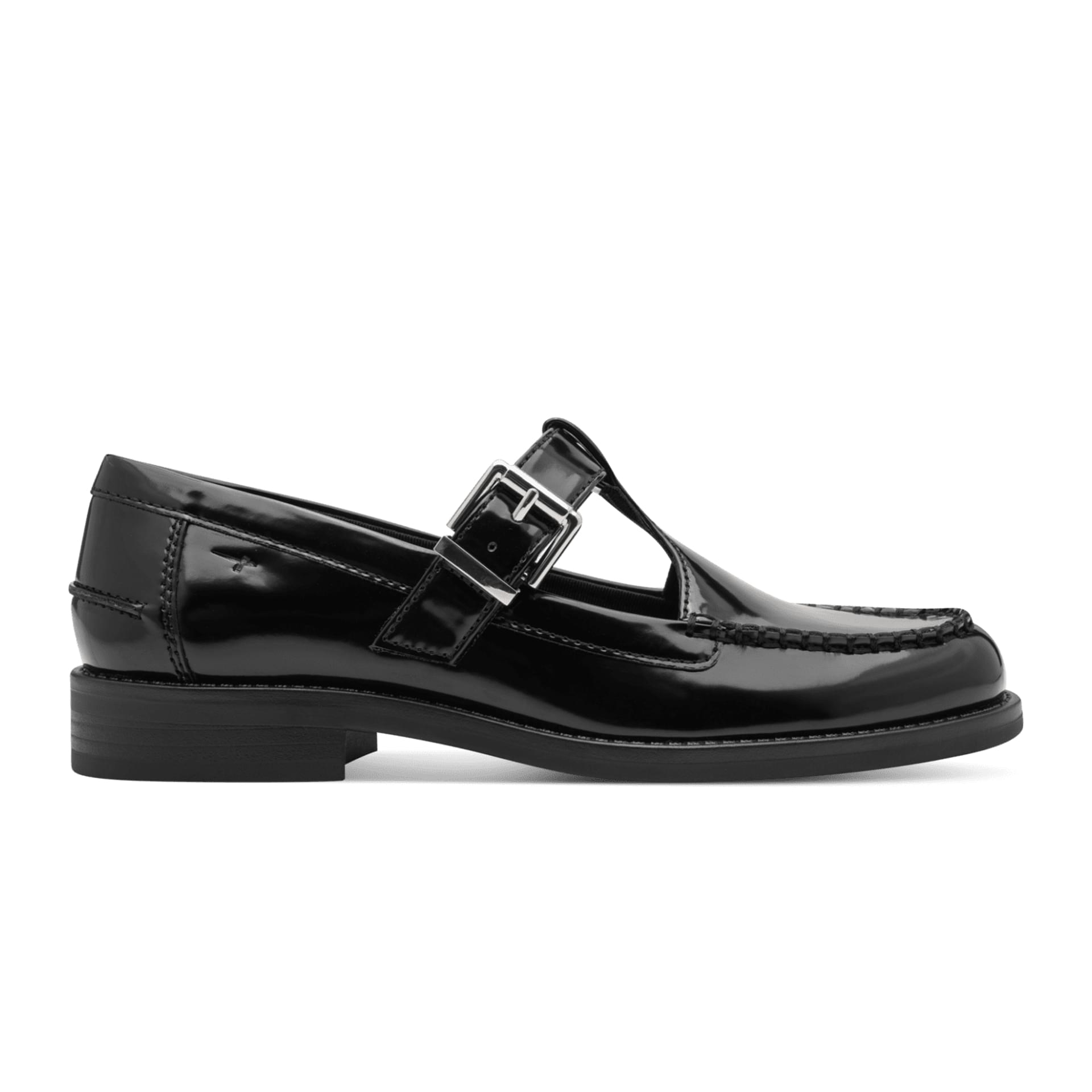 Sorte blanke Tamaris loafers med spænde