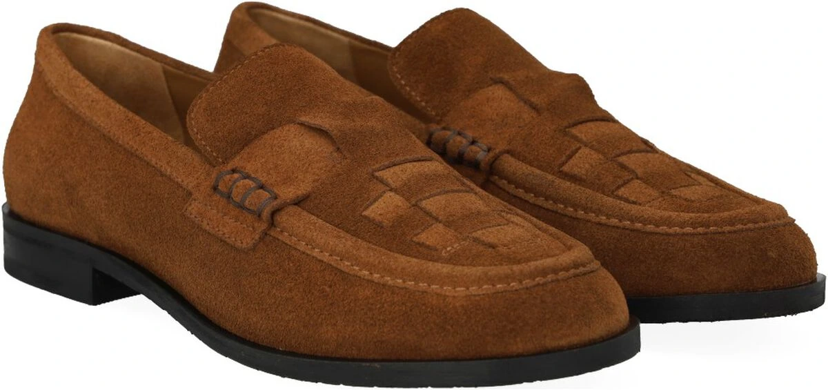 Camel loafers i læder med fletdetalje fra Angulus