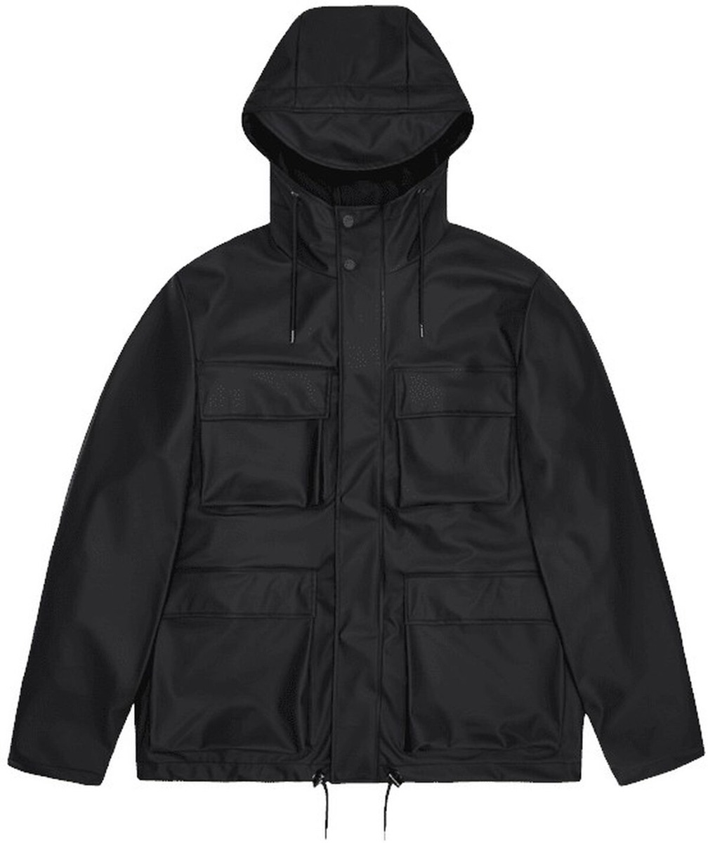 Kort sort Pocket Jacket-regnjakke med store lommer fra Rains