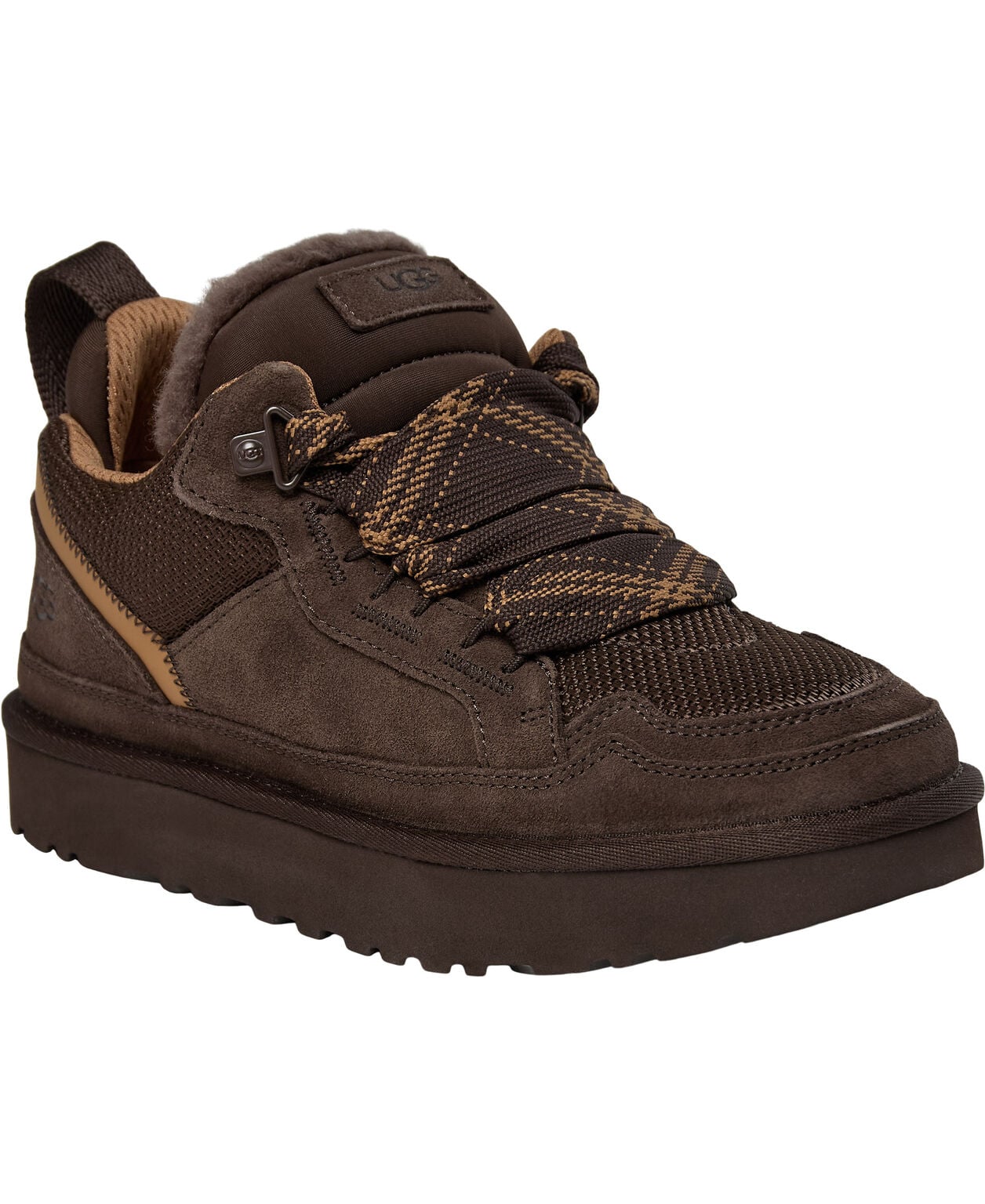 Mørkebrune UGG W Lowmel-sneakers med polstret krave og kraftig sål