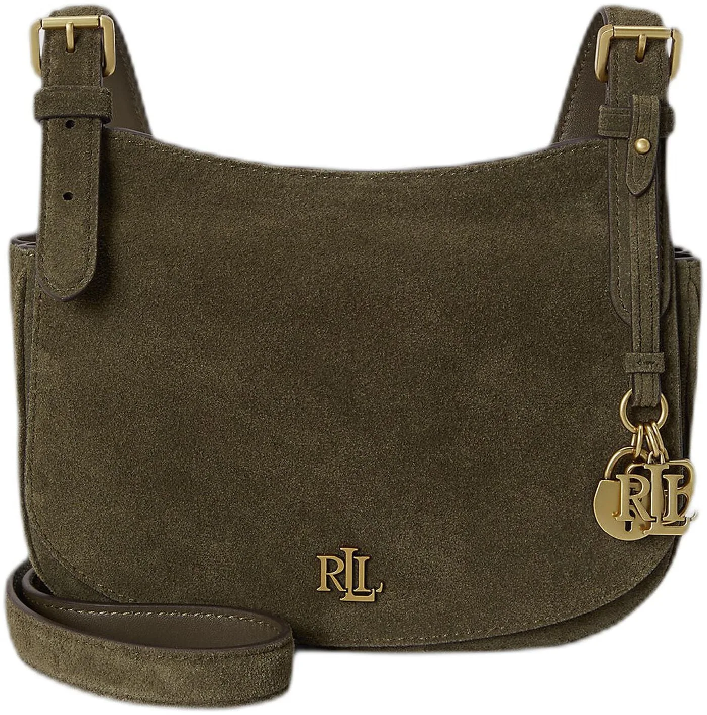 Olivenfarvet Lauren Ralph Lauren Marcy crossbody i ruskind