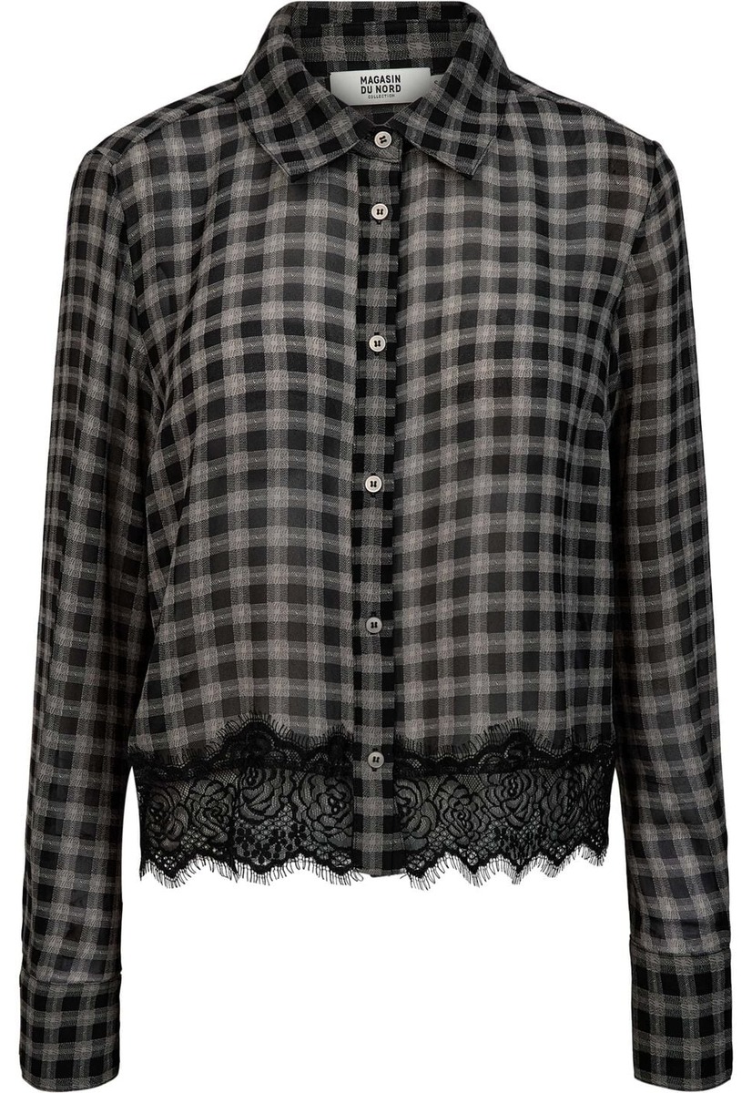 Sortternet skjorte med blondekant fra Magasin Signe 5