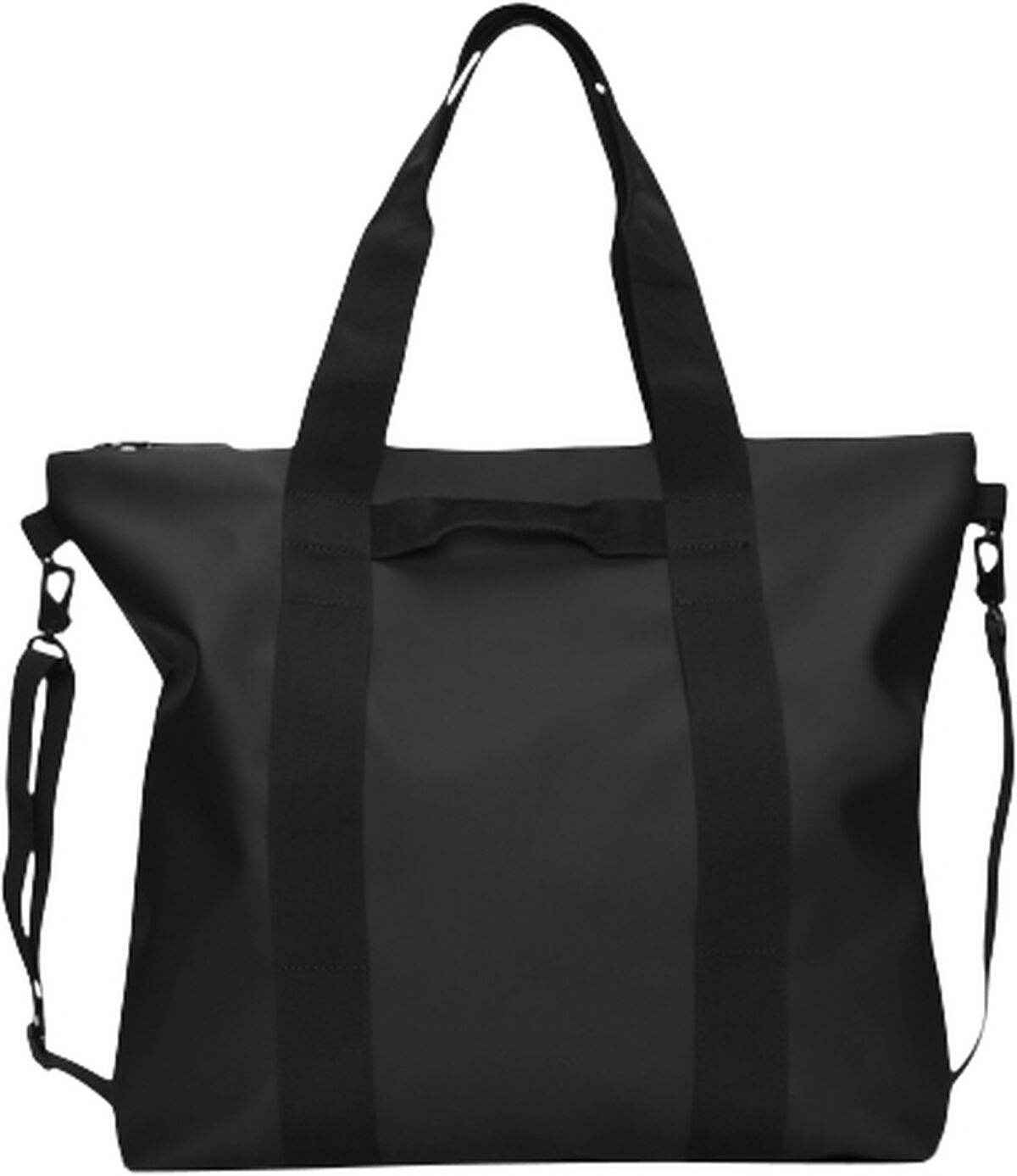 Sort Rains Tote Bag W3 med lynlås, lange hanke og skulderrem
