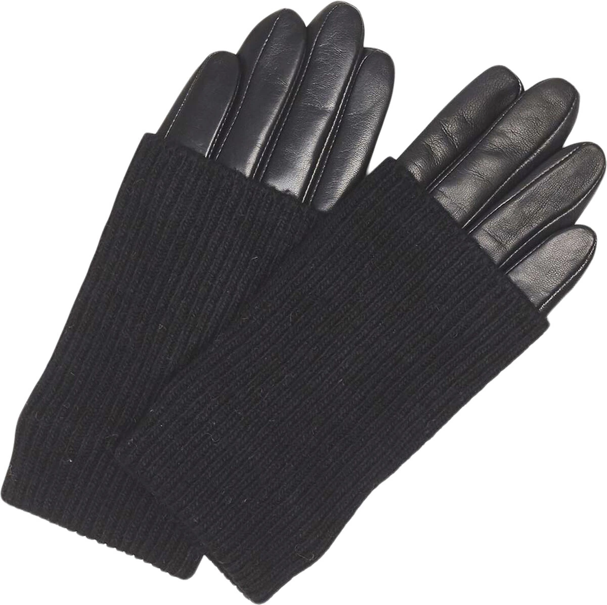 Sorte læderhandsker med strikket uldfelt fra Markberg Helly