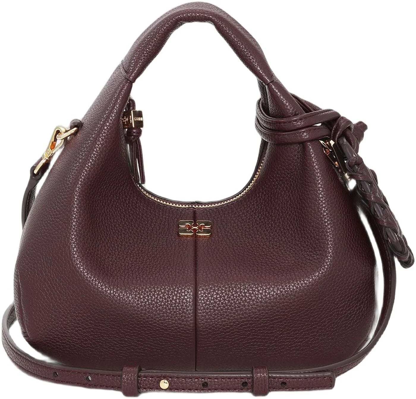 Brun Ganni Hobo Mini Grained taske