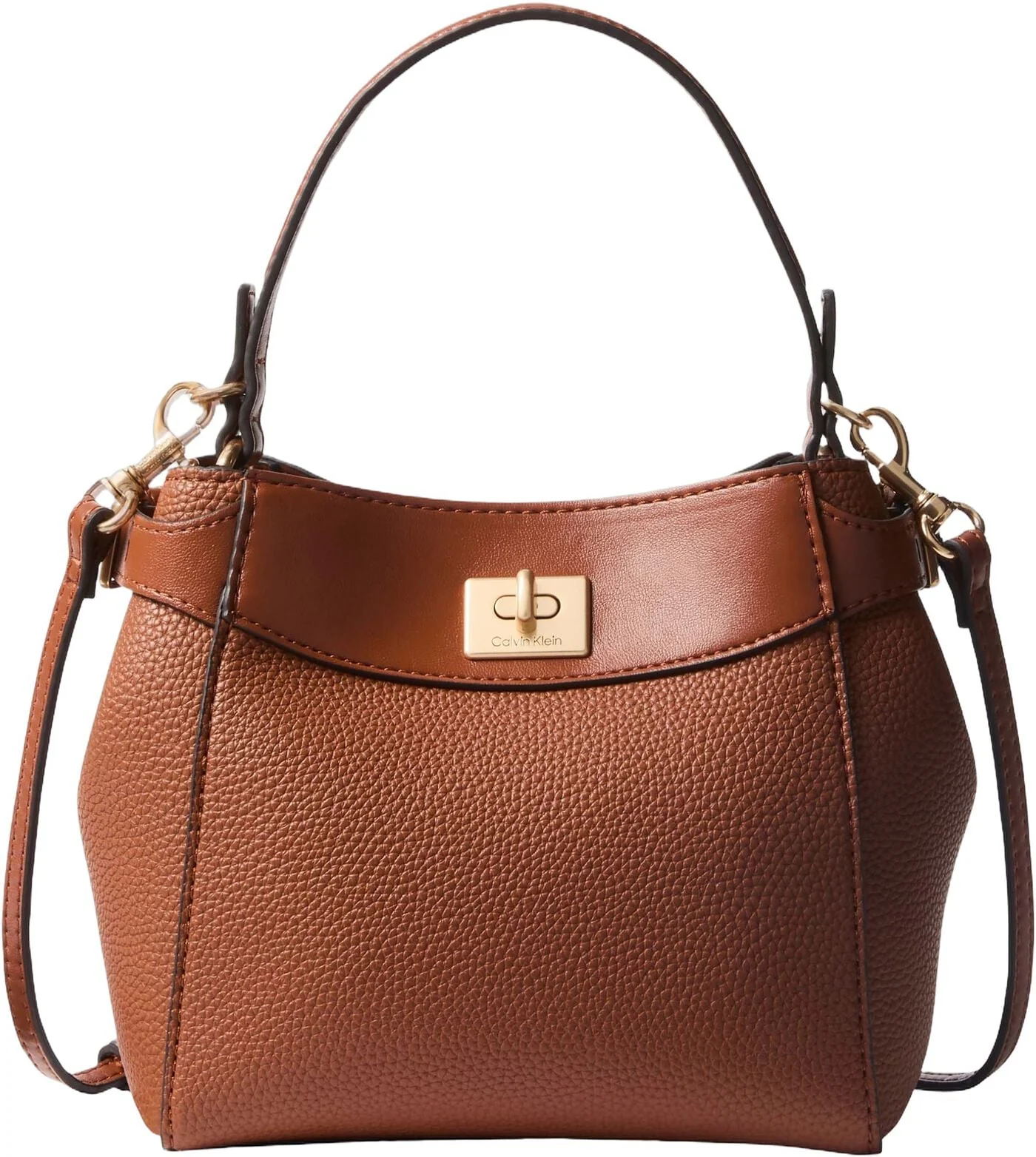 Brun Calvin Klein Logo Turn Lock Crossbody Bag med hank