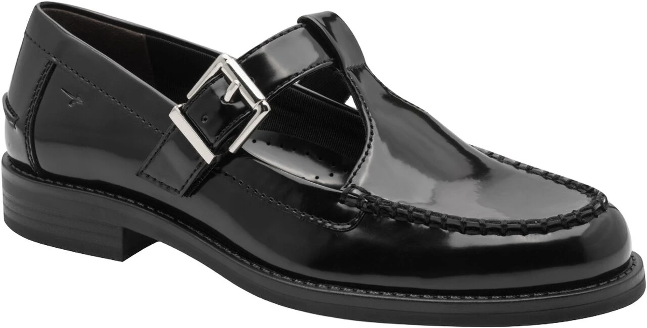 Sorte blanke lave loafers fra Tamaris