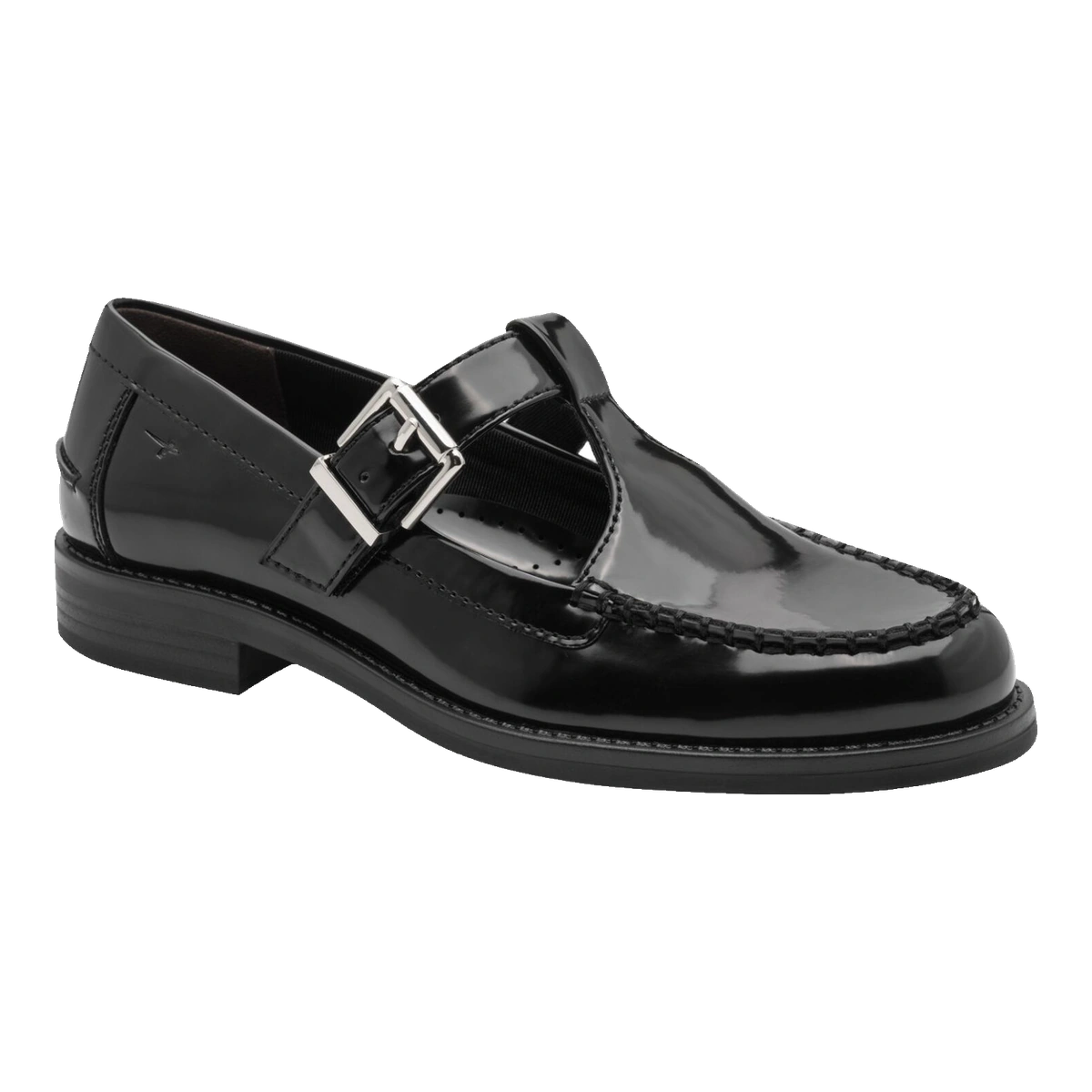 Sorte loafers med sølvfarvet spænde fra Tamaris