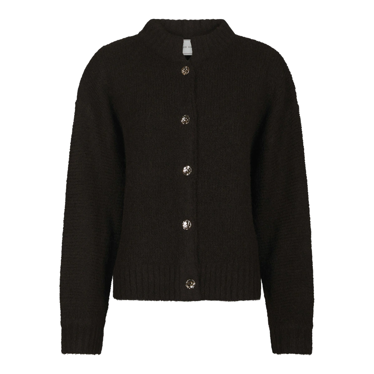 Brun cardigan med guldfarvede knapper fra Neo Noir