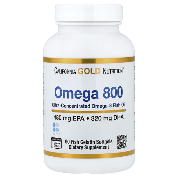 California Gold Nutrition Omega 800 fiskeolie 90 kapsler