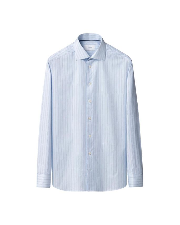Eton lyseblå stribet Signature Twill skjorte
