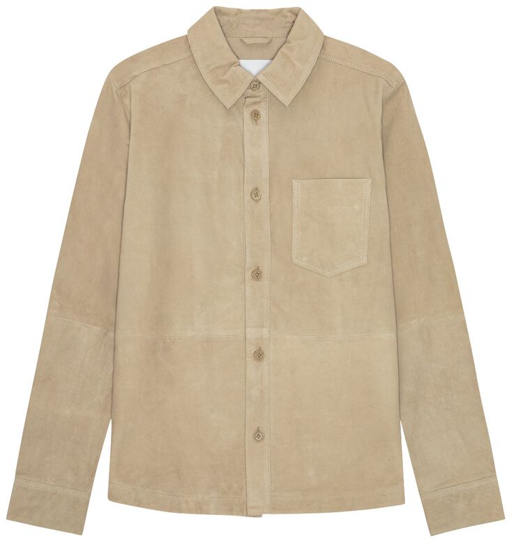 Les Deux Bertram Suede Overshirt i sand