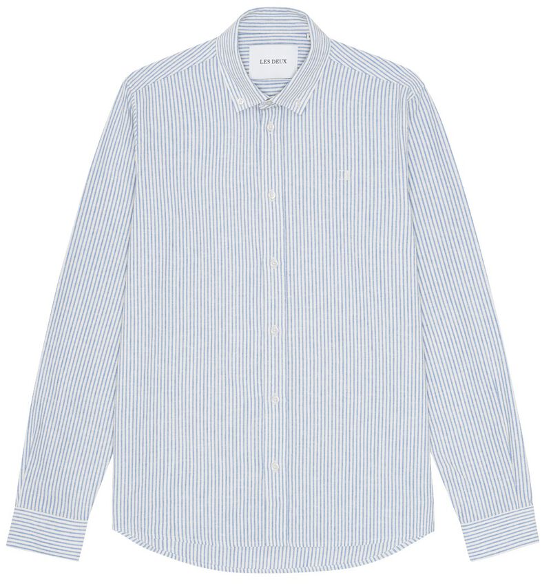 Les Deux Konrad Stripe Cotton Linen Shirt i stribet