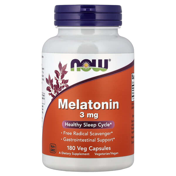 NOW Foods Melatonin 3 mg 180 vegetabilske kapsler