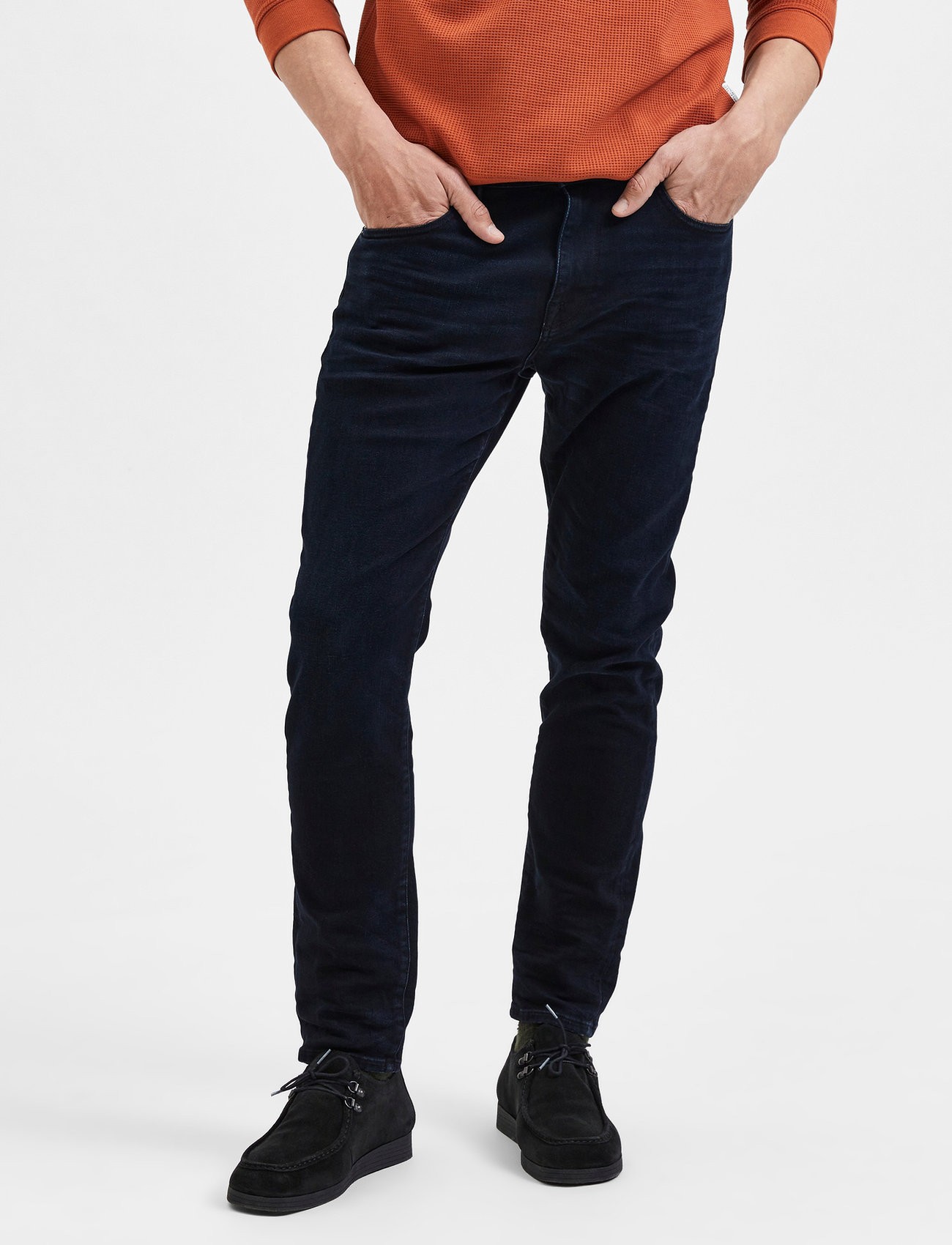 Selected Homme SLHSLIM-Leon 24601 sorte slim jeans til herrer i fuld længde