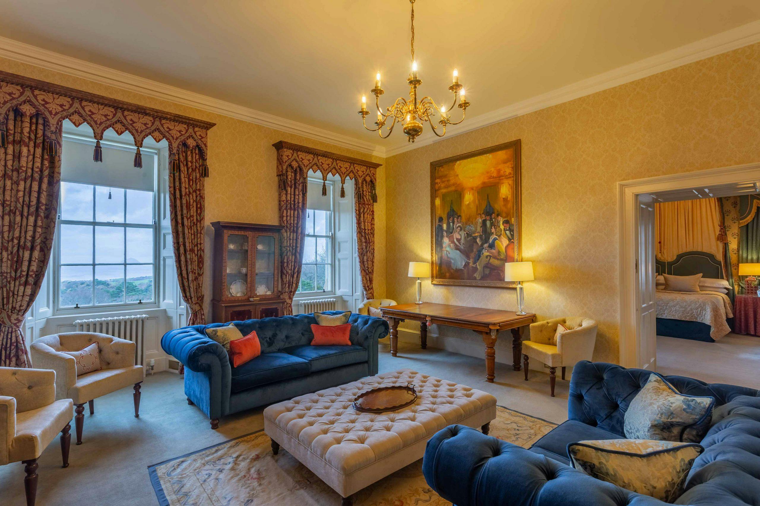 Arran Suite på Glenapp Castle med klassisk skotsk interiør