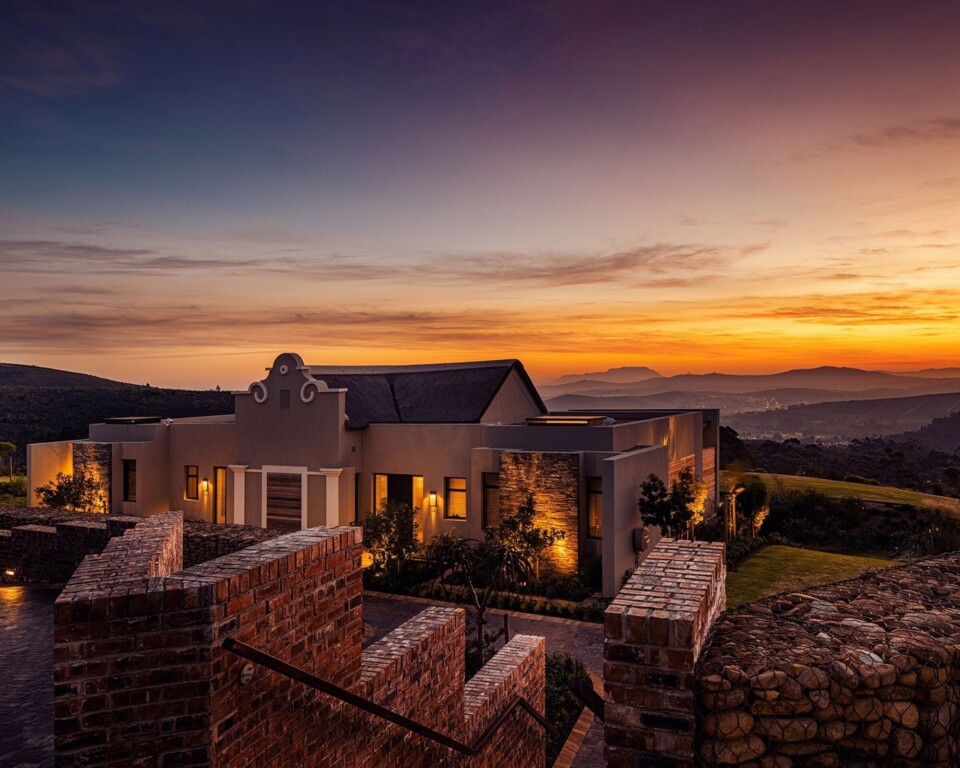 Delaire Graff i Cape Winelands ved solnedgang
