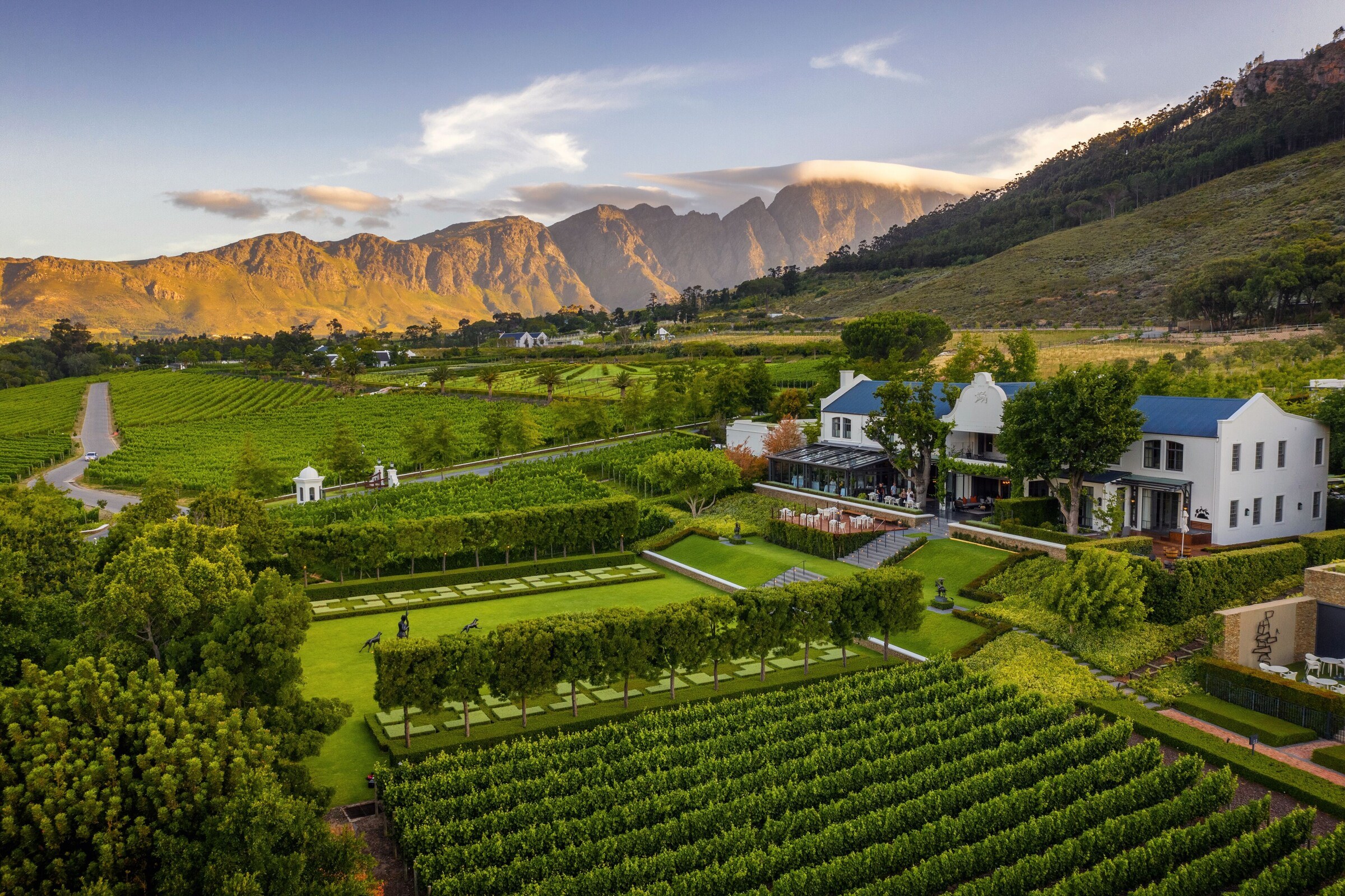 Leeu Estates mellem vinmarker og bjerge i Franschhoek