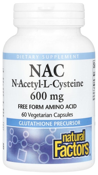 Natural Factors NAC N-Acetyl-L-Cysteine 600 mg 60 vegetarkapsler