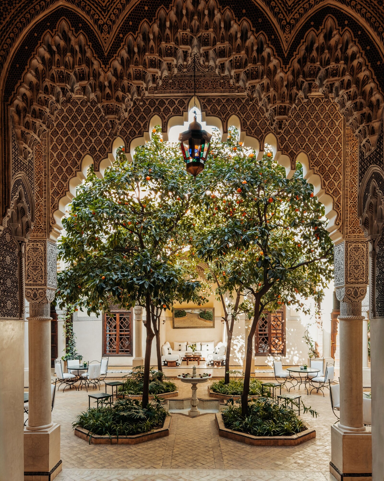 Gårdrum og tagmiljø på La Villa Des Orangers i Marrakech