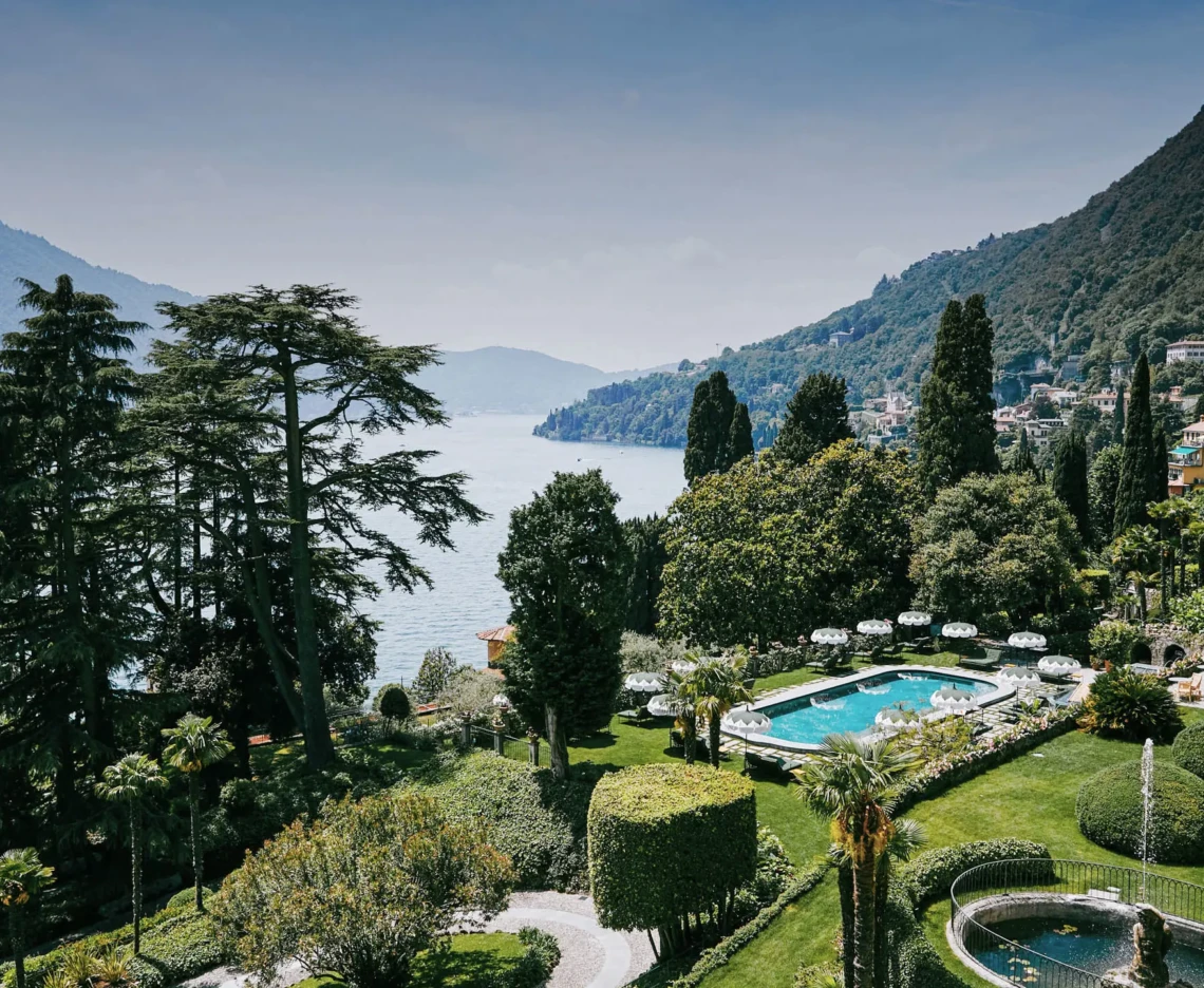 Passalacqua ved Comosøen med haver, pool og Lake Como-udsigt