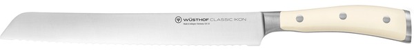 Wüsthof Classic Ikon brødkniv med hvidt håndtag og 23 cm blad