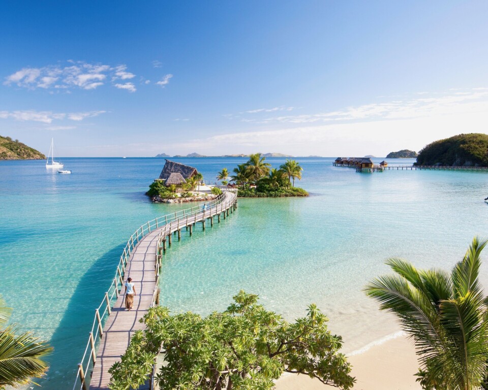 Likuliku Lagoon Resort på Fiji med lagune og strand
