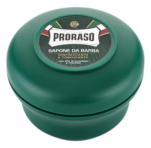 Proraso Barbersæbe i grøn skål med eucalyptus og menthol