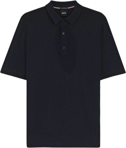 BOSS H-Nolano sort strikket polo i uld til herre
