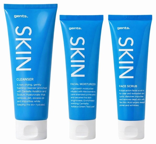 Gents Skin Trio System med ansigtsrens, fugtighedscreme og ansigtsscrub