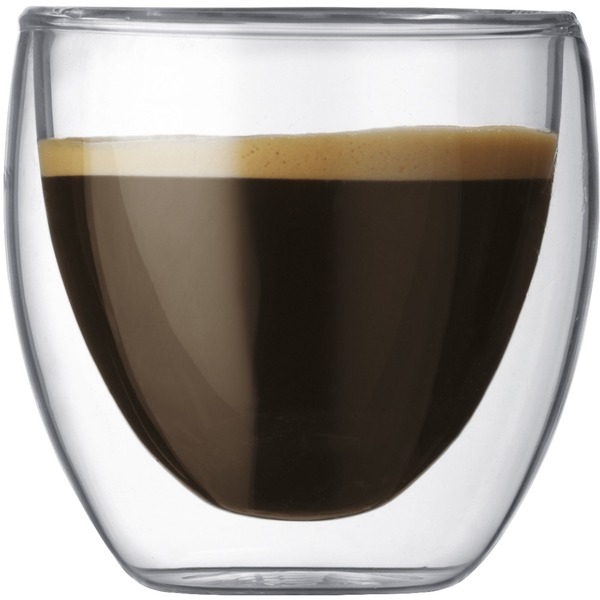 Bodum Pavina dobbeltvægget espressoglas med kaffe