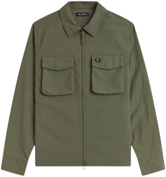 Fred Perry M2402 grøn overshirt med lynlås