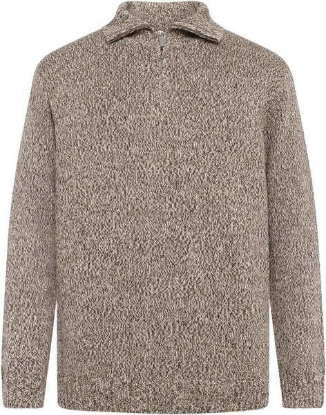 Brunmeleret halfziptrøje fra Knowledge Cotton Apparel