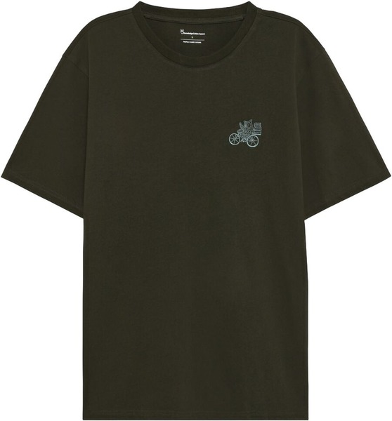 Knowledge Cotton Apparel grøn t-shirt med lille brystbroderi