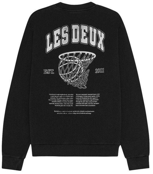 Les Deux sort grafisk sweatshirt med basketballmotiv på ryggen