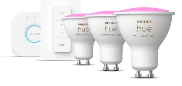 Philips Hue GU10 startsæt med tre lyskilder og bridge