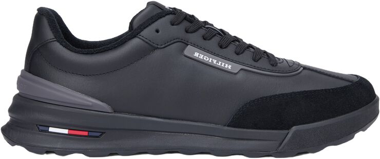 Sorte Tommy Hilfiger Retro Runner lædersneakers med kraftig sål