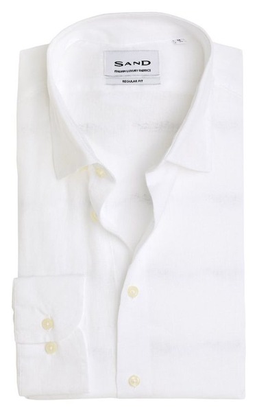 SAND 8823 State Soft pure white hørskjorte til mænd
