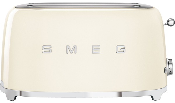 Cremefarvet SMEG TSF02 toaster med to lange brødrum