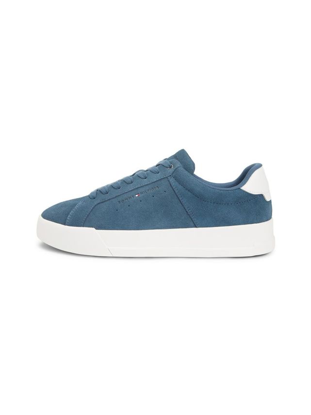 Blå Tommy Hilfiger TH Court ruskindssneakers med hvid cupsole