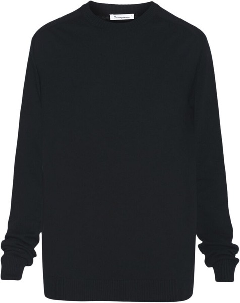 Knowledge Cotton Apparel mørk navy merinotrøje med rund hals