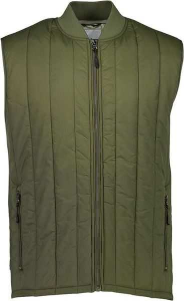 Armygrøn Lindbergh quiltet vest med lodrette baner