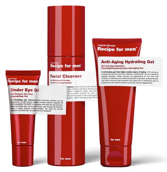 Recipe for Men Anti-Age kit med cleanser, gel og under eye gel