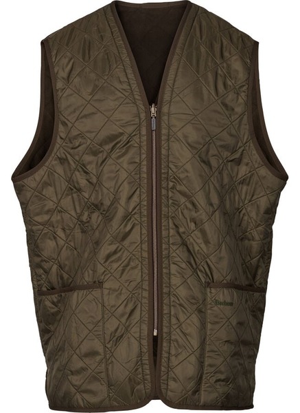 Olivengrøn Barbour Polarquilt vest med diamantquilt og patchlommer