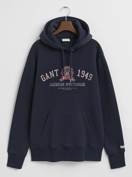 GANT navy grafisk hoodie med collegiate motiv