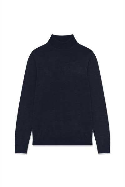 Matinique Maparcusman mørk navy meleret merinotrøje med høj hals