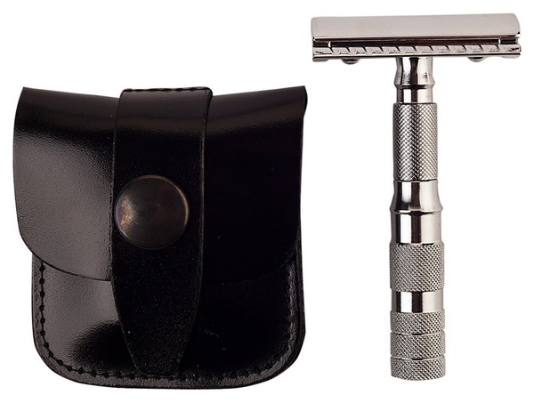 Merkur Travel Razor med sort etui til kompakt rejsebarbering