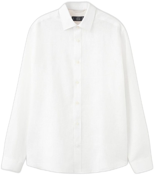 MANGO Regular Fit 100% Linen Shirt hvid hørskjorte