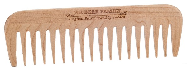 Mr Bear Family Beard Comb Peach Wood