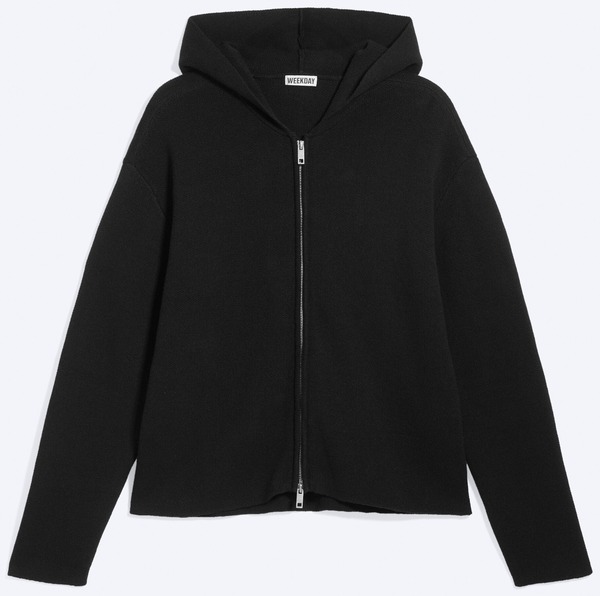 Sort strikket zip-hoodie fra Weekday